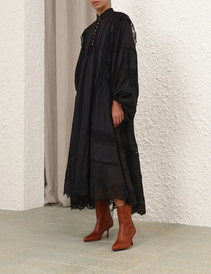 Women Zimmermann Clothing Crush Lace Billow Dress Black
