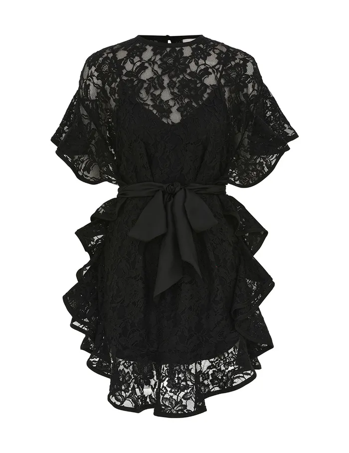 Women Zimmermann Clothing Crush Lace Frill Tunic Black