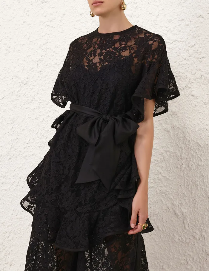 Women Zimmermann Clothing Crush Lace Frill Tunic Black