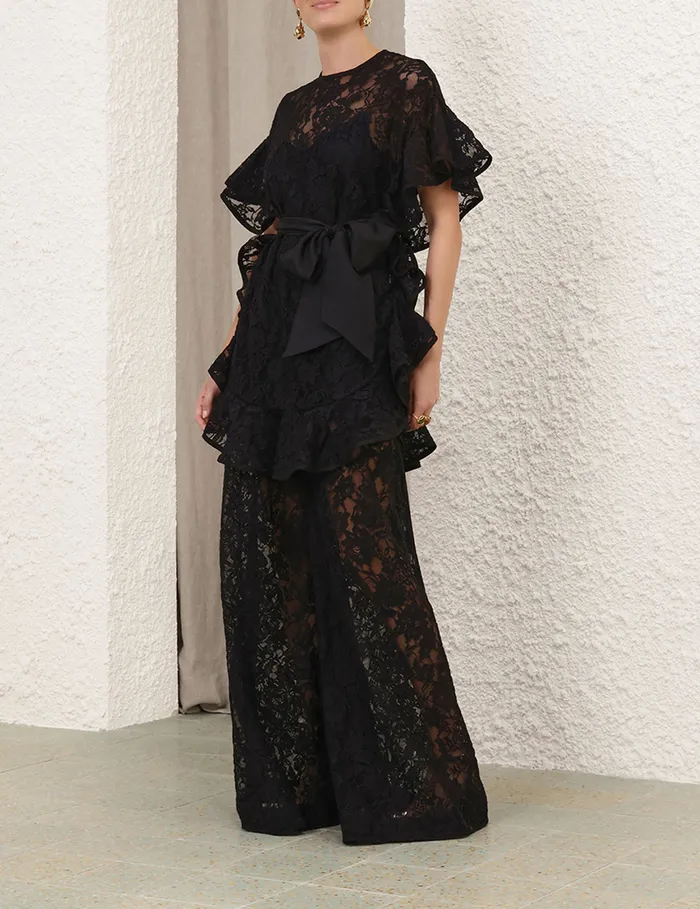 Women Zimmermann Clothing Crush Lace Frill Tunic Black