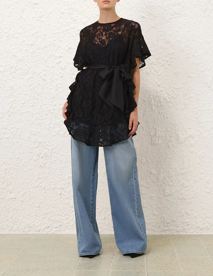 Women Zimmermann Clothing Crush Lace Frill Tunic Black