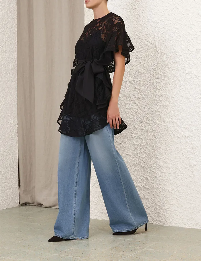 Women Zimmermann Clothing Crush Lace Frill Tunic Black