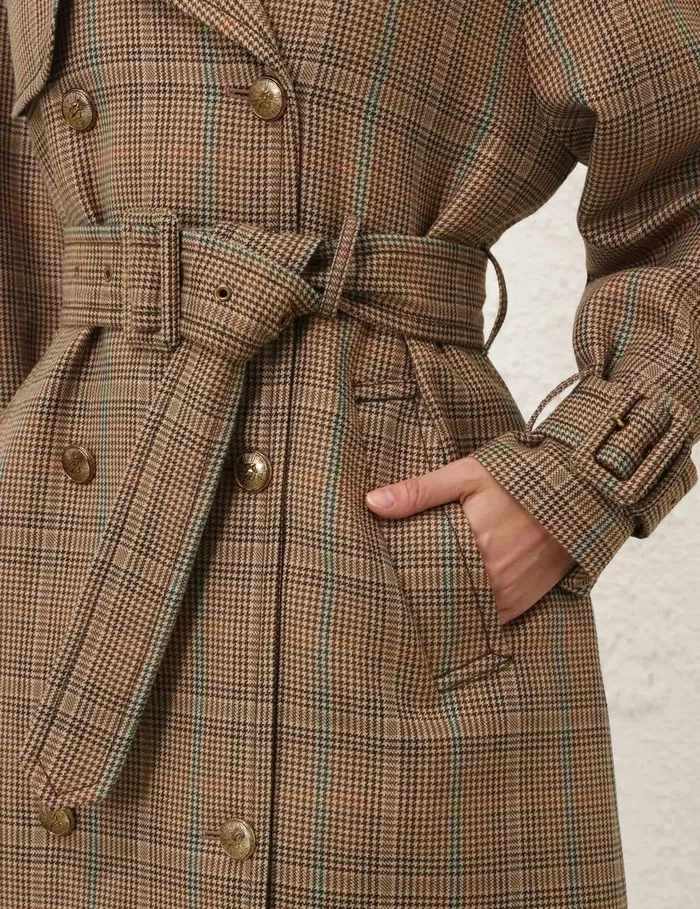 Women Zimmermann Clothing Eden Checked Trench Coat Check