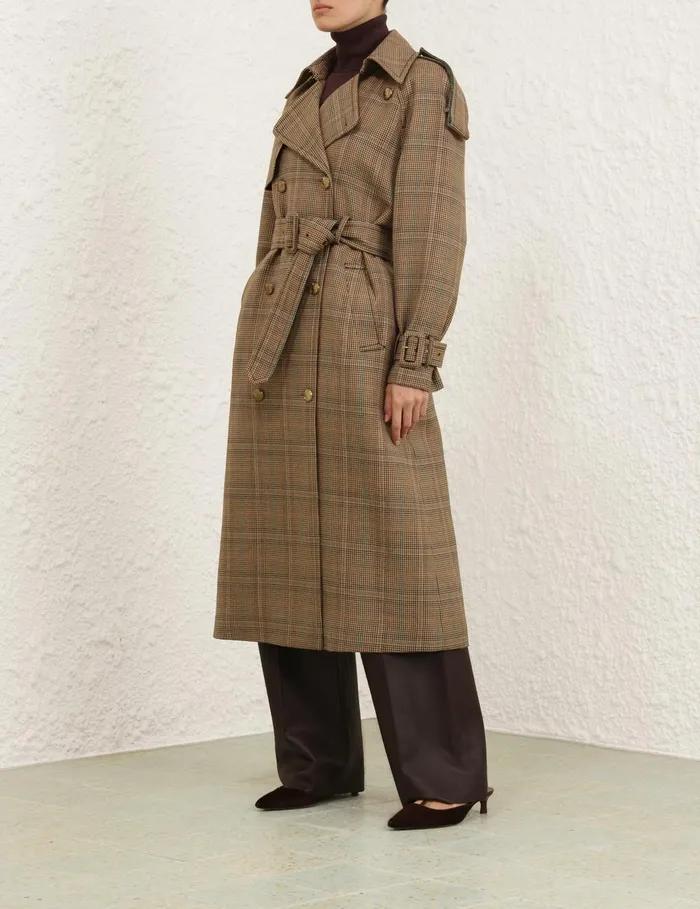 Women Zimmermann Clothing Eden Checked Trench Coat Check