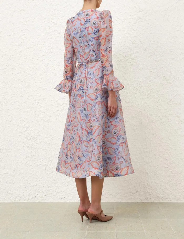 Women Zimmermann Clothing Eden Long Sleeve Midi Dress Sapphire Eden