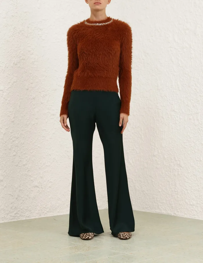 Women Zimmermann Clothing Eden Slouch Flare Pant Bottle Green