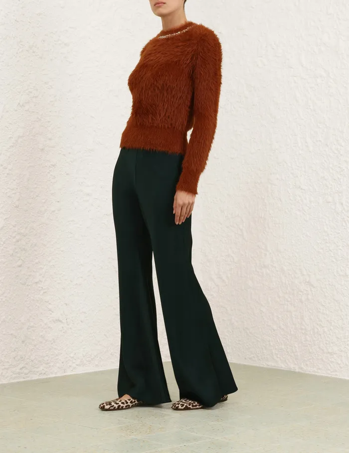 Women Zimmermann Clothing Eden Slouch Flare Pant Bottle Green