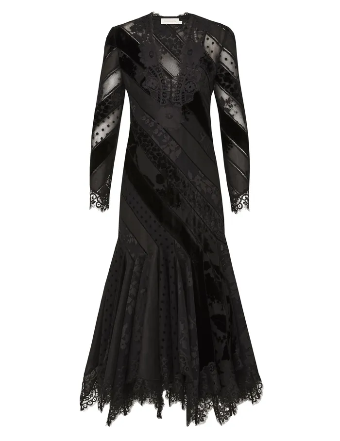 Women Zimmermann Clothing Eden V Neck Spliced Gown Black
