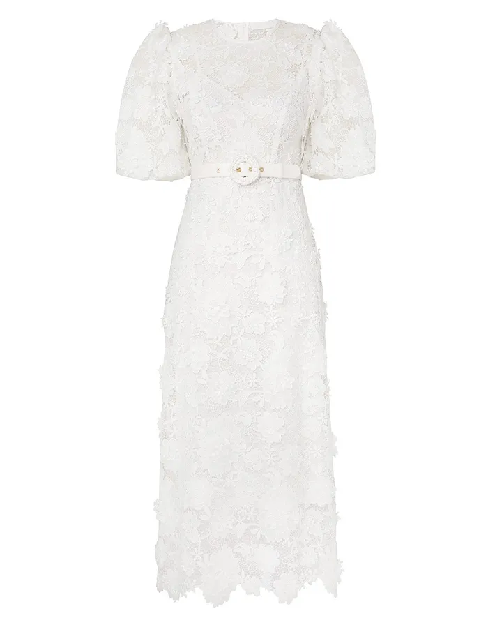 Women Zimmermann Clothing Halliday Lace Flower Dress Ivory