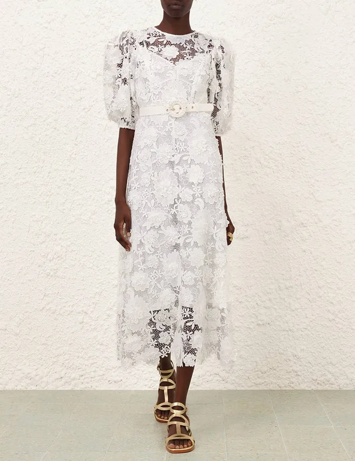 Women Zimmermann Clothing Halliday Lace Flower Dress Ivory
