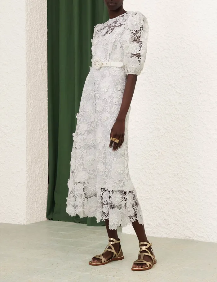 Women Zimmermann Clothing Halliday Lace Flower Dress Ivory