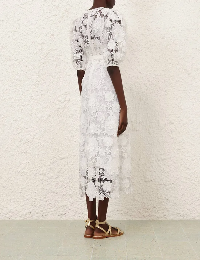 Women Zimmermann Clothing Halliday Lace Flower Dress Ivory