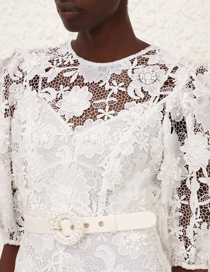 Women Zimmermann Clothing Halliday Lace Flower Dress Ivory