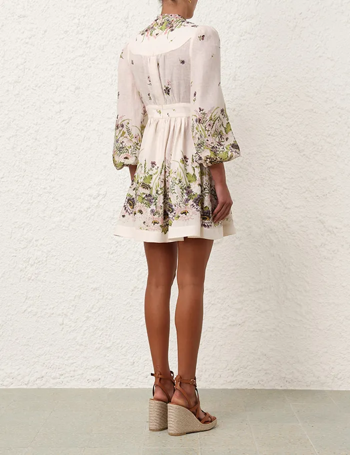 Women Zimmermann Clothing Halliday Plunge Mini Dress Cream Multi Floral