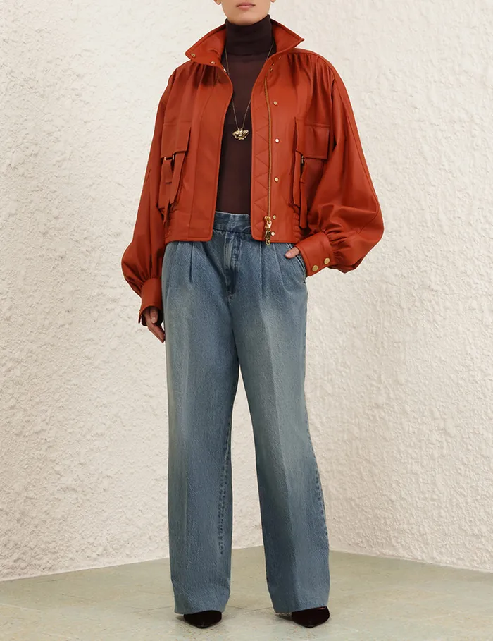 Women Zimmermann Clothing Illustration Biker Jacket Spice
