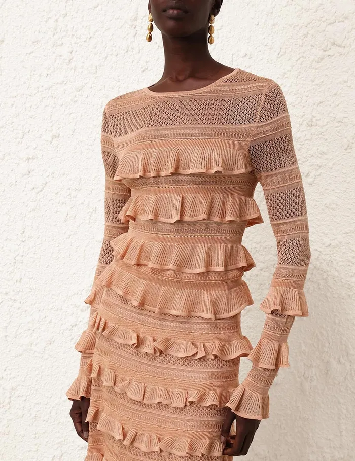Women Zimmermann Clothing Illustration Frilled Top Champagne