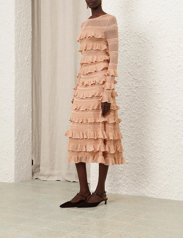 Women Zimmermann Clothing Illustration Frilled Top Champagne