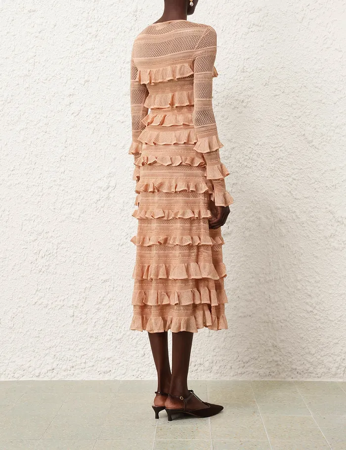 Women Zimmermann Clothing Illustration Frilled Top Champagne