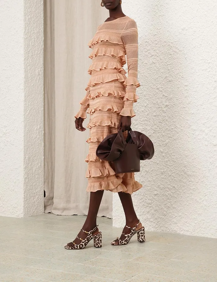 Women Zimmermann Clothing Illustration Frilled Top Champagne
