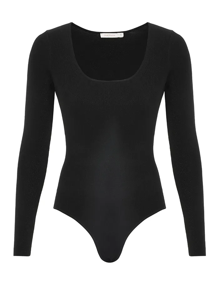 Women Zimmermann Clothing Illustration Knit Bodysuit Black