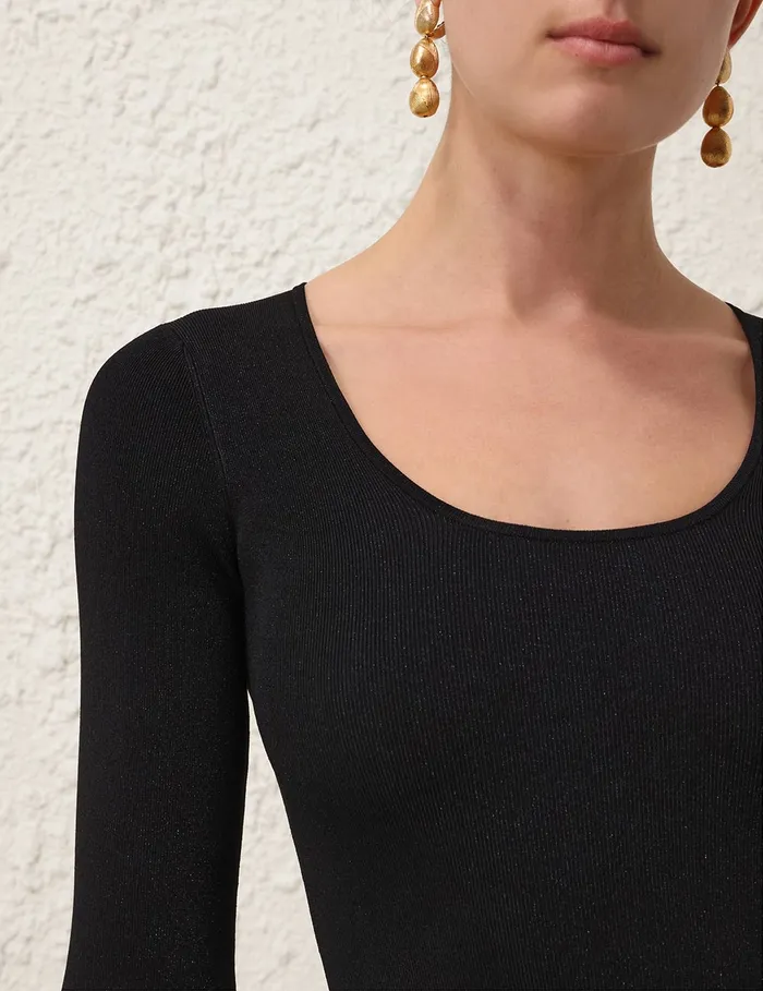 Women Zimmermann Clothing Illustration Knit Bodysuit Black