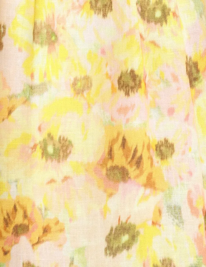 Women Zimmermann Clothing Lightburst Cut Out Midi Dress Yellow Floral