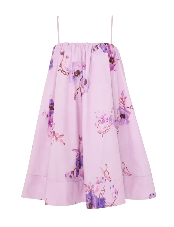 Women Zimmermann Clothing Lightburst Puff Mini Dress Purple Floral