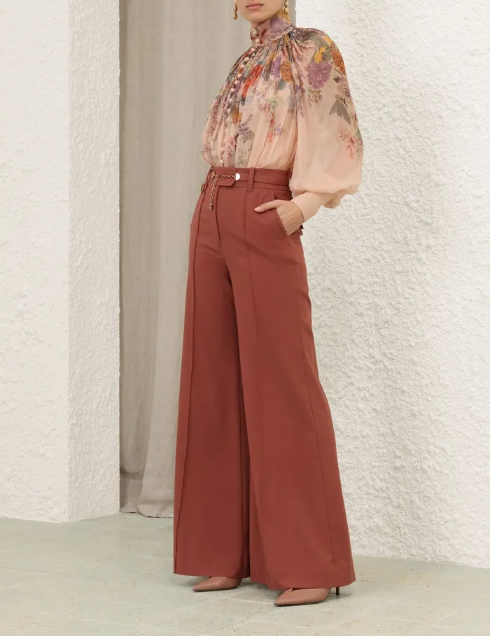 Women Zimmermann Clothing Pavilion Smock Blouse Peach Multi Floral