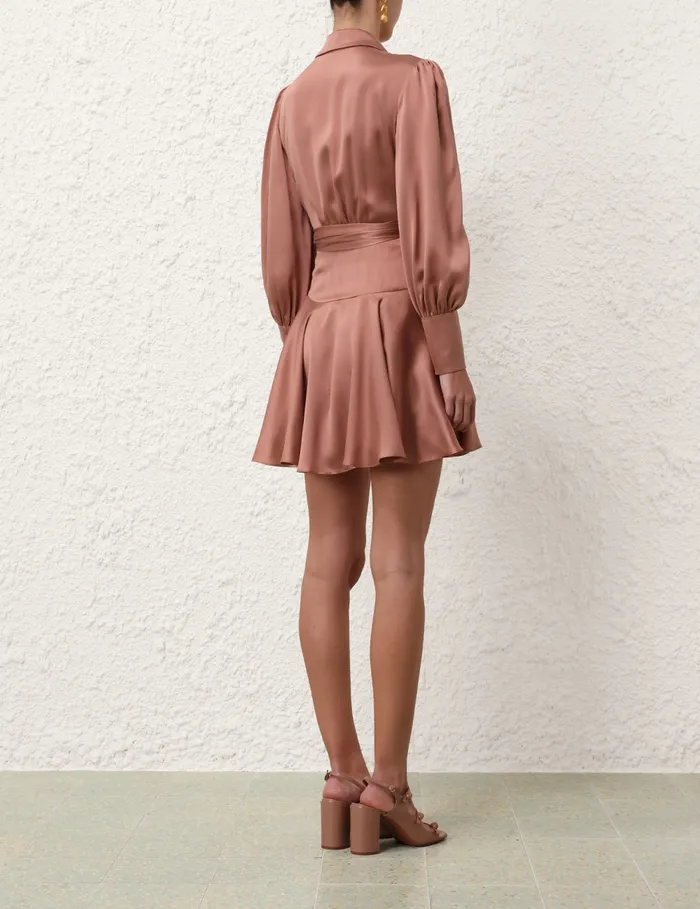Women Zimmermann Clothing Silk Wrap Mini Dress Blush