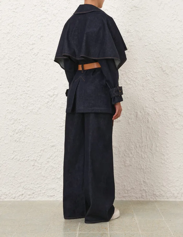 Women Zimmermann Denim Crush Denim Trench Coat Night Sky