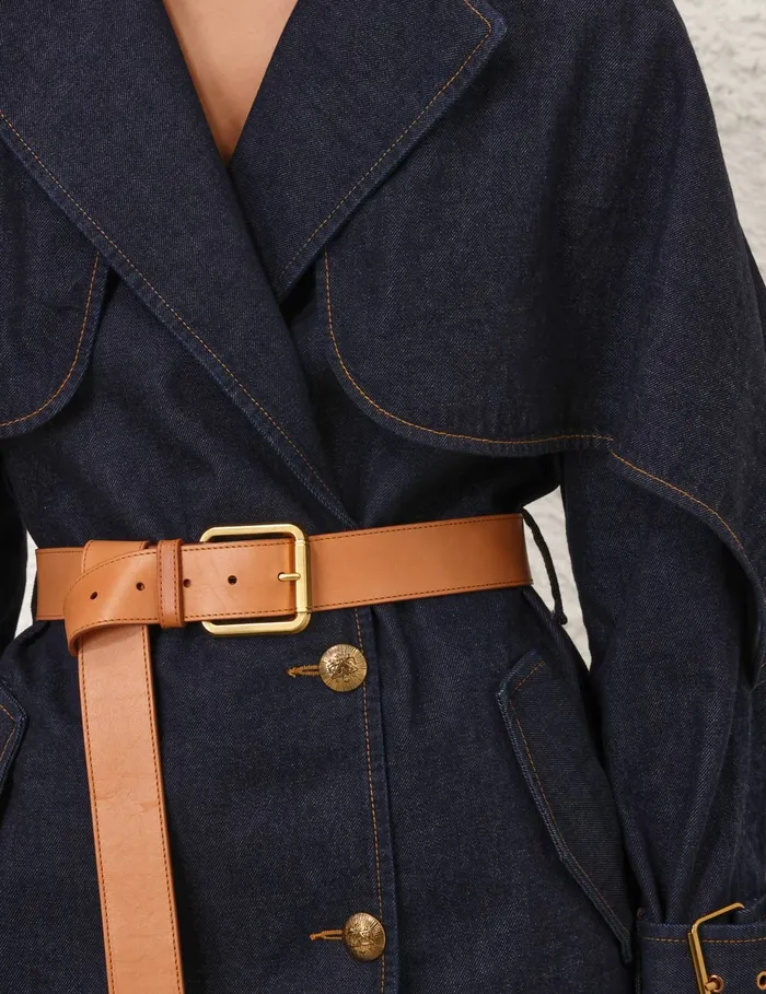Women Zimmermann Denim Crush Denim Trench Coat Night Sky