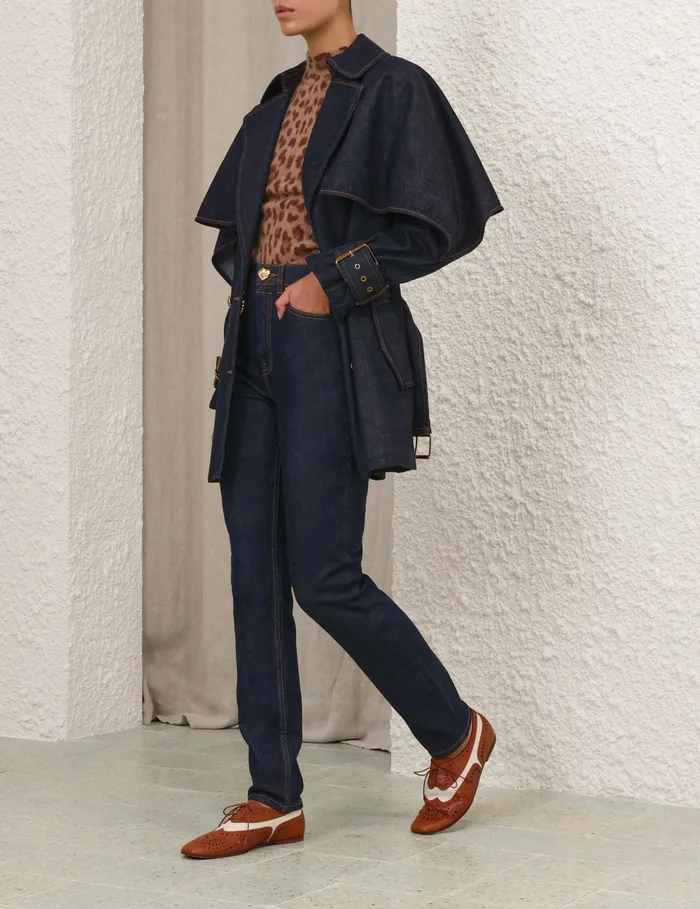 Women Zimmermann Denim Crush Denim Trench Coat Night Sky