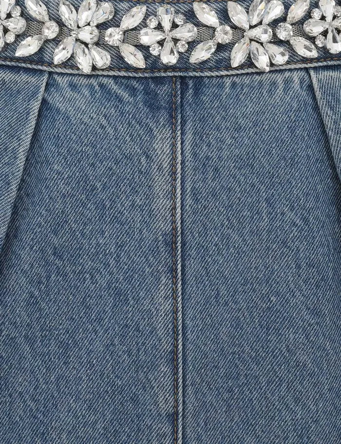 Women Zimmermann Denim Crush Embellished Denim Skirt Blue Moon