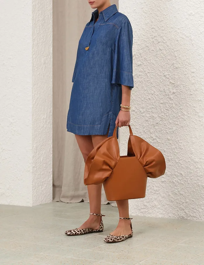 Women Zimmermann Denim Illustration Denim Tunic Dress Railway Blue
