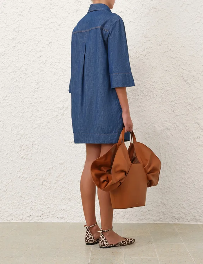 Women Zimmermann Denim Illustration Denim Tunic Dress Railway Blue