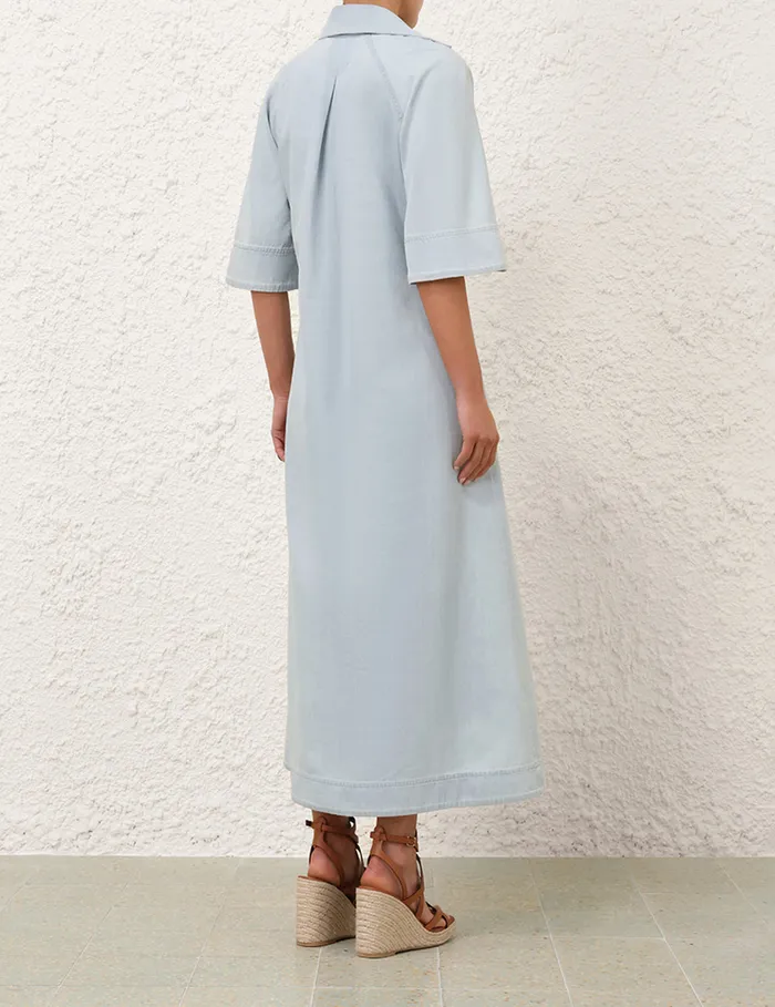 Women Zimmermann Dresses and Coverups Acacia Denim Midi Dress Ice Storm