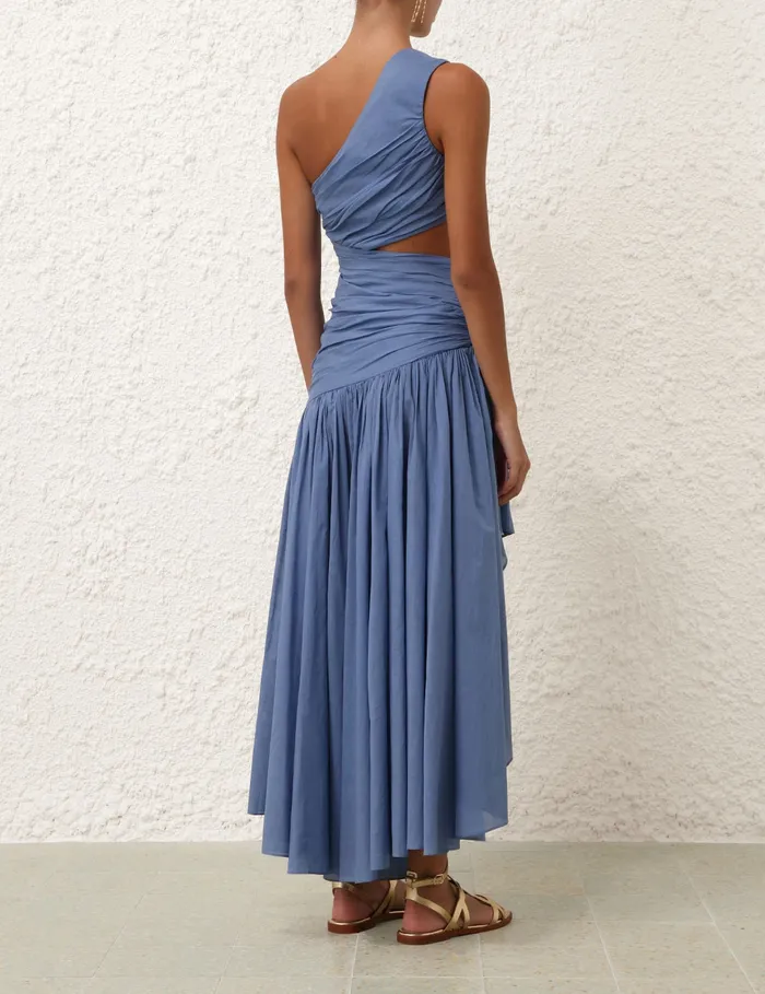 Women Zimmermann Dresses and Coverups Golden Asymmetric Dress Blue