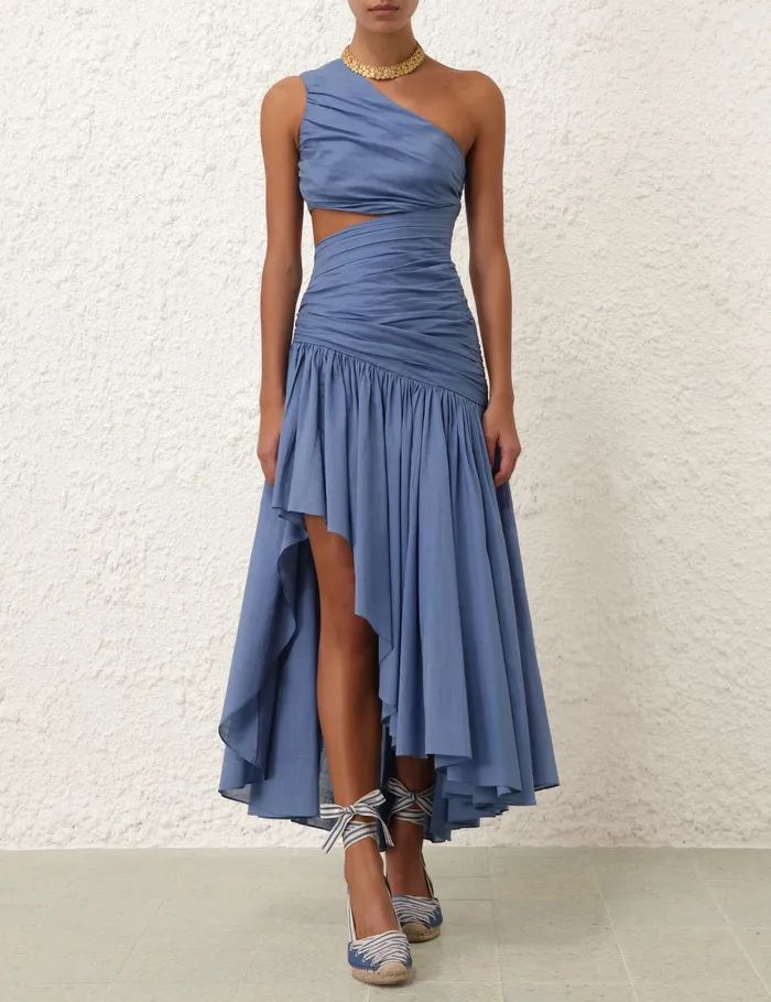 Women Zimmermann Dresses and Coverups Golden Asymmetric Dress Blue