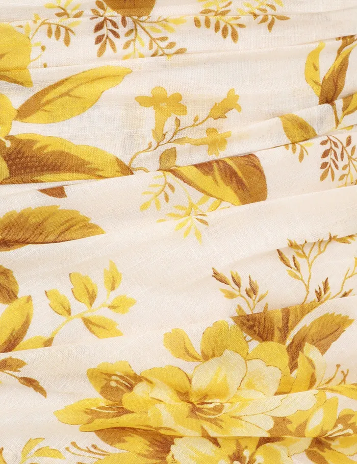 Women Zimmermann Dresses and Coverups Golden Asymmetric Dress Yellow Toile Floral