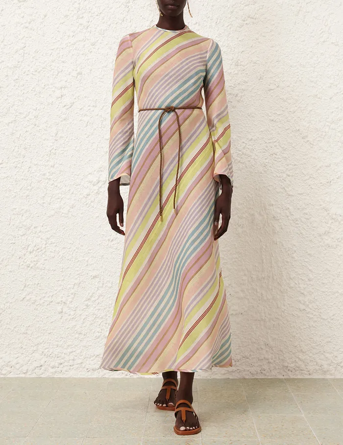 Women Zimmermann Dresses and Coverups Halliday Bias Long Dress Multi Stripe