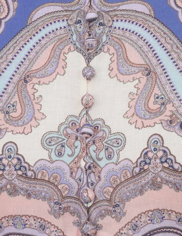 Women Zimmermann Dresses and Coverups Maxine Long Sleeve Mini Dress Purple Paisley