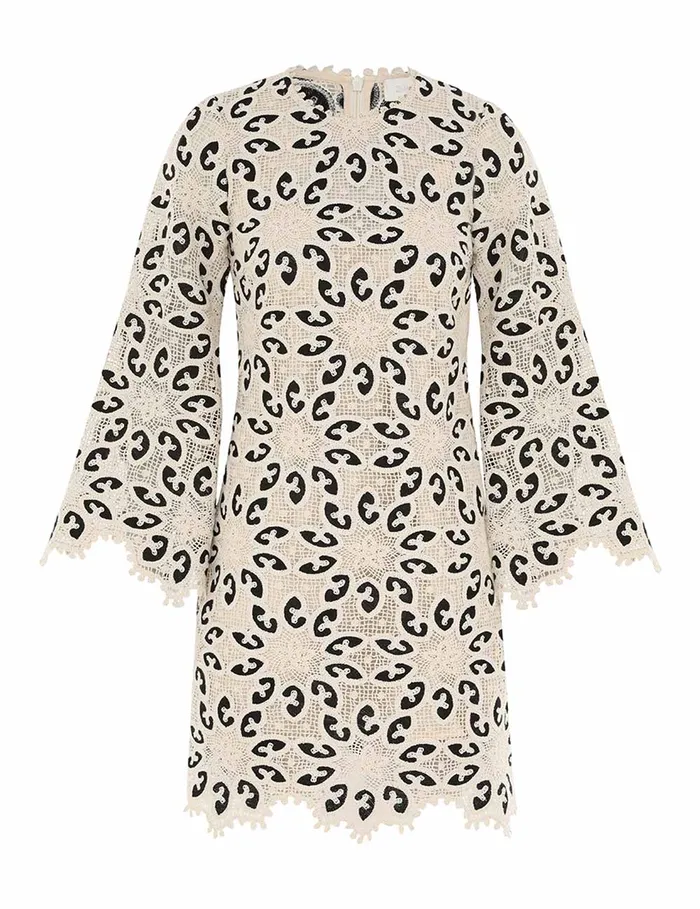 Women Zimmermann Dresses and Coverups Ottie Lace Mini Dress Creamblack