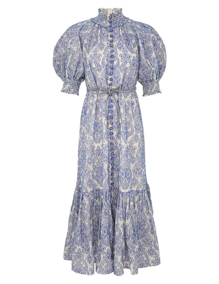 Women Zimmermann Dresses and Coverups Wylie Lantern Midi Dress Blue