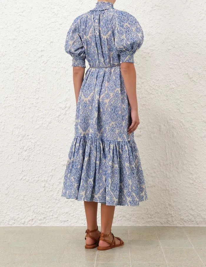 Women Zimmermann Dresses and Coverups Wylie Lantern Midi Dress Blue