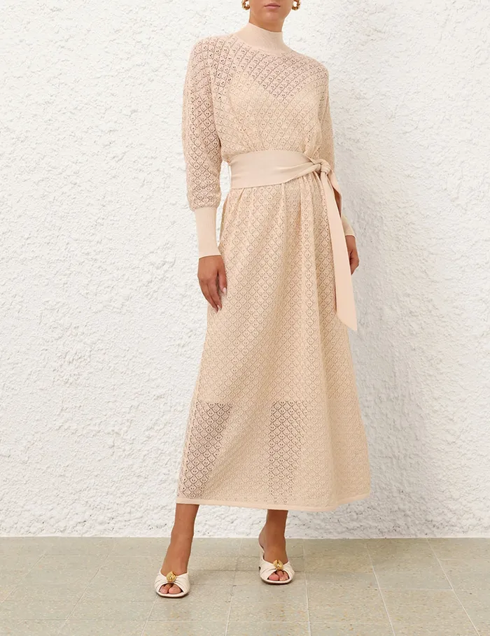 Women Zimmermann Dresses Crush Pointelle Batwing Dress Cream
