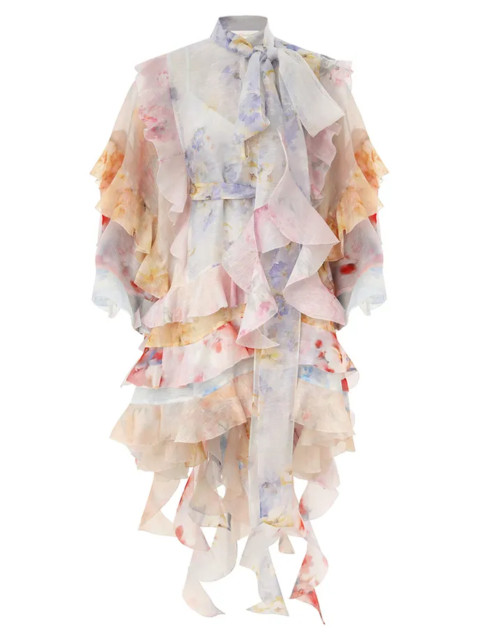 Women Zimmermann Dresses Crush Spliced Ruffle Dress Spliced Floral