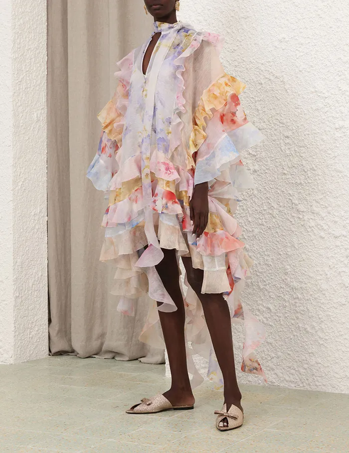 Women Zimmermann Dresses Crush Spliced Ruffle Dress Spliced Floral