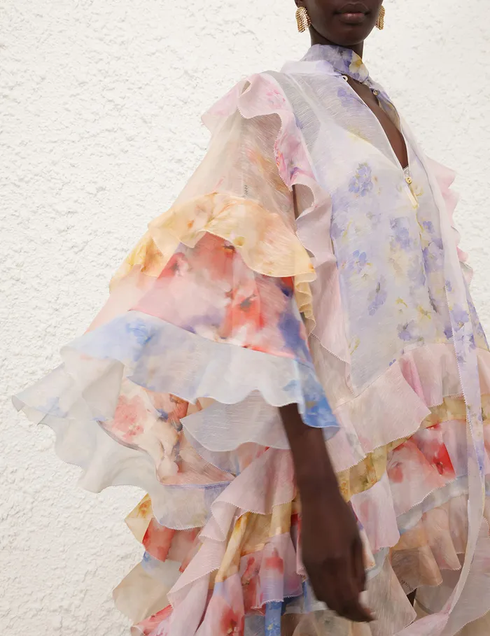 Women Zimmermann Dresses Crush Spliced Ruffle Dress Spliced Floral
