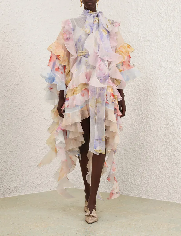 Women Zimmermann Dresses Crush Spliced Ruffle Dress Spliced Floral