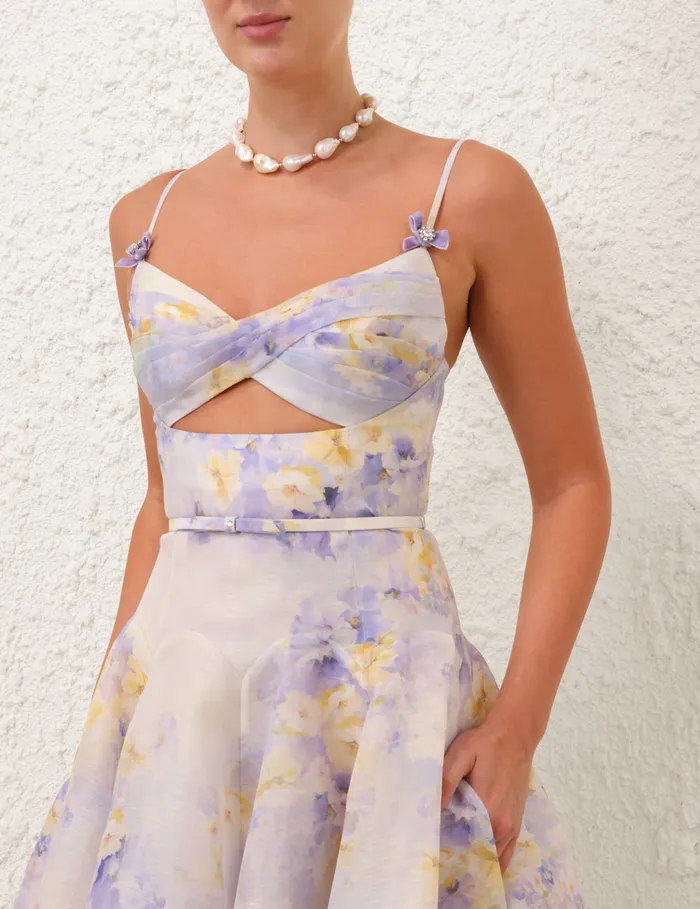 Women Zimmermann Dresses Crush Twist Front Midi Dress Lilac Floral
